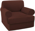 Turquoize T Cushion Chair Slipcover Armchair Slipcover for Living Room Stretch Sofa Couch Cover Soft Armchair Cover Washable Furniture Covers with Individual T Cushion Seat Covers (Chair, Burnt Brick)