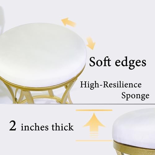 Vanity Chair, Small Velvet Vanity Stool & Ottoman Bench for Bathroom, Dorm