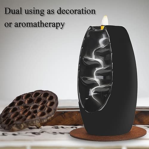 SPACEKEEPER Ceramic Backflow Incense Holder Waterfall Incense Burner, Black