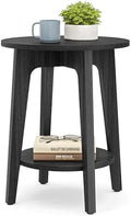 VASAGLE Round Side Table with Lower Shelf, End Table for Small Spaces