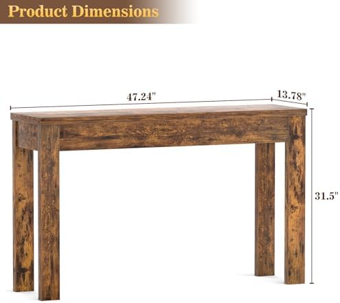 Armocity Console Table for Entryway, 47" Farmhouse Sofa Tables Narrow Long