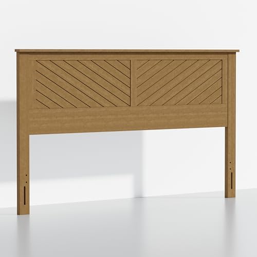 ComfIQ Serene Wood Panel Headboard with Chevron Scoring, King, Pine