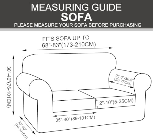 U-NICE HOME 3 Pieces Stretch Couch Cover Sofa Slipcover, Beige