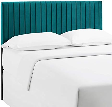 Modway Keira Channel Tufted Performance Velvet Upholstered Full / Queen Headboard in Teal