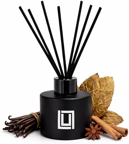 Lulu Candles | Reed Diffuser Set | Tobacco, Spice & Vanilla | 6 Reed Sticks | Scent Diffuser for Bedroom Bathroom Living Room & Office (4.2 FL Oz.)