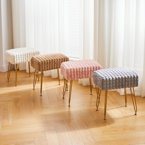 IBUYKE Makeup Vanity Chair, Rectangular Footrest Stool, Pink WBD003P