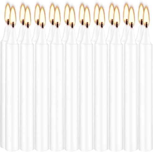 4 Inch Tall 40 White Candles Mini Unscented Taper Candles for Shabbat Candles,Household, Wedding, Rituals, Prayer, Birthdays, Meditation, Altar,Party and Home Decor Candle Sticks