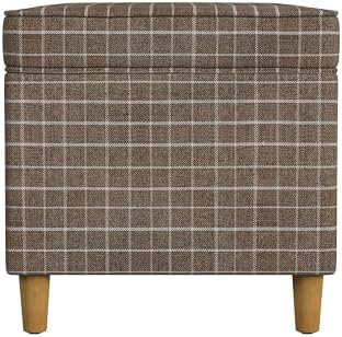 Spatial Order 24" Dinah Collection Storage Ottoman - Brown Windowpane Fabric