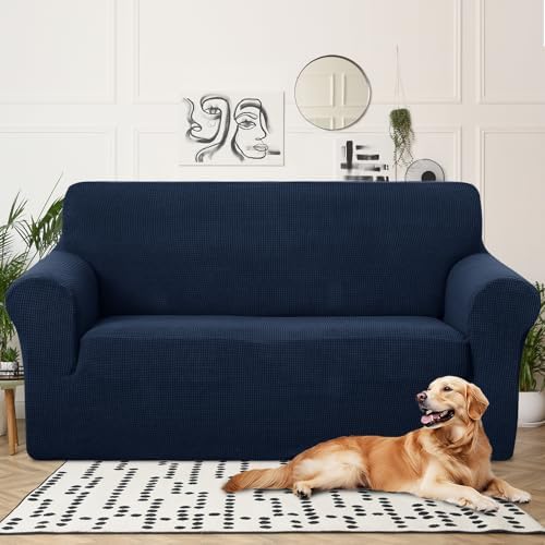U-NICE HOME Oversized Stretch Loveseat Couch Cover, Navy