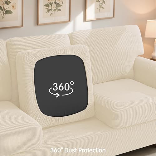 SUBRTEX 5 Pieces Stretch Sofa Slipcover Sets Couch Cover Sets Backrest Cushion Covers Furniture Protector Collection Set for Oversize Sofa Loveseat Chair Slip Covers(Medium, Ivory)
