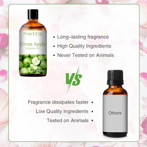 PHATOIL Green Apple Fragrance Oil for Diffuser Aromatherapy 3.38FL.OZ