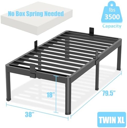 18 Inch Twin XL Metal Bed Frame with Round Corner,Mattress Stopper