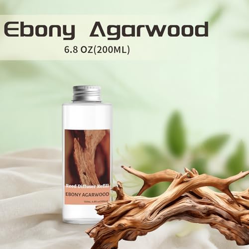 STRN Reed Diffuser Oil Refill, Ebony Agarwood Scented Diffuser 6.8 Fl Oz