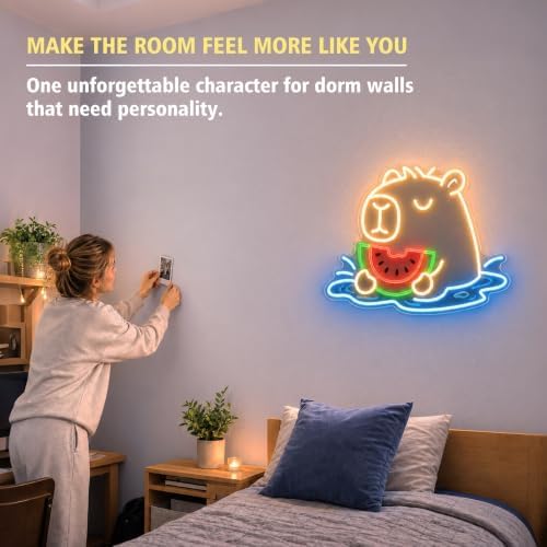 Capybara Neon Sign, Watermelon LED Wall Light for Room Decor