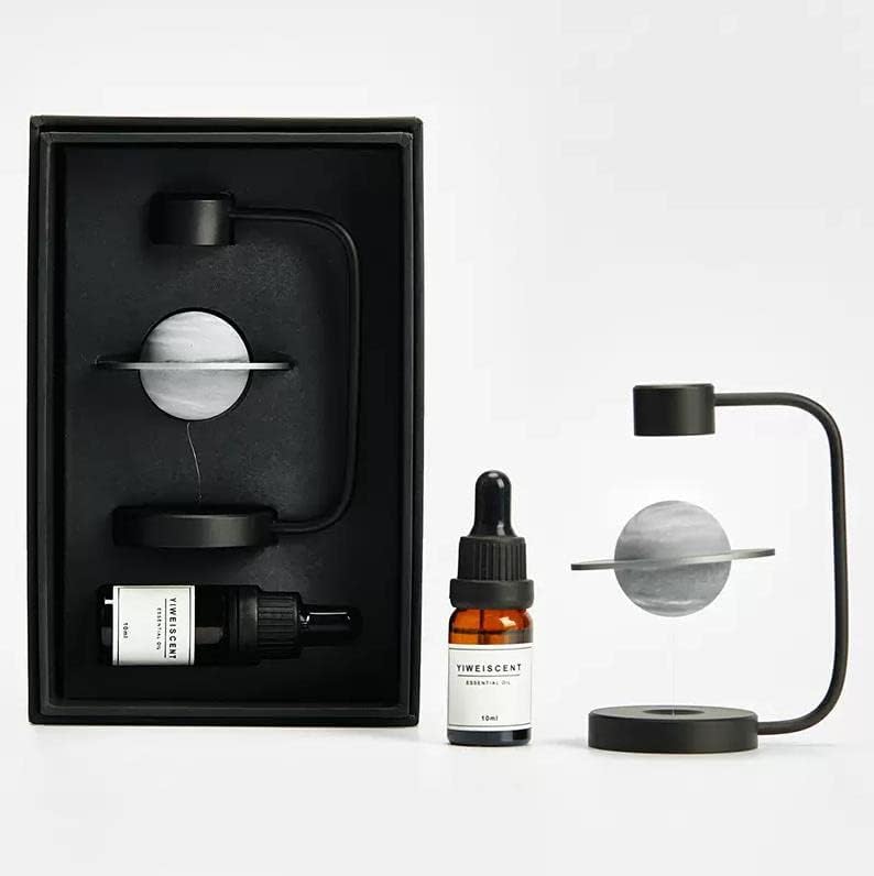 Levitating Asteroid Decor with Fragrance Diffuser: Add a Touch of Magic to Your Space (Misty Forest, Dark Grey)
