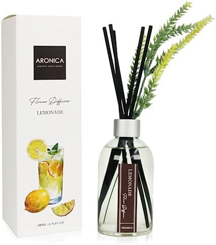 Aronica Lemon Scented Air Freshener, Reed Diffuser Scent for Apartment, Lemon Infussd Room Freshener, Citrus House Scent, New Apartment Essentials, House Warming Gifts New Home