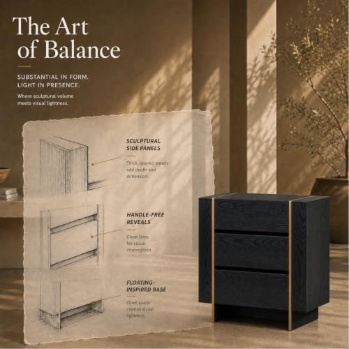 OKD 32” Large Modern 3 Drawer Dresser for Bedroom