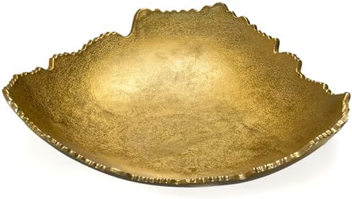 Red Co. 12” Decorative Antique Golden Allure Torn Metal Centerpiece Bowl with Sculpted Edges