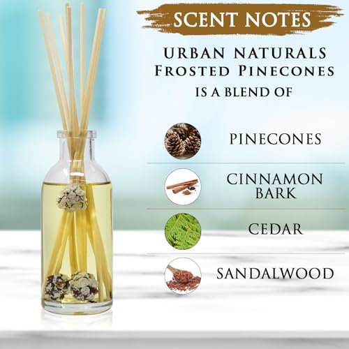 Urban Naturals Reed Diffuser Set, Frosted Pinecones - Bathroom Shelf Décor