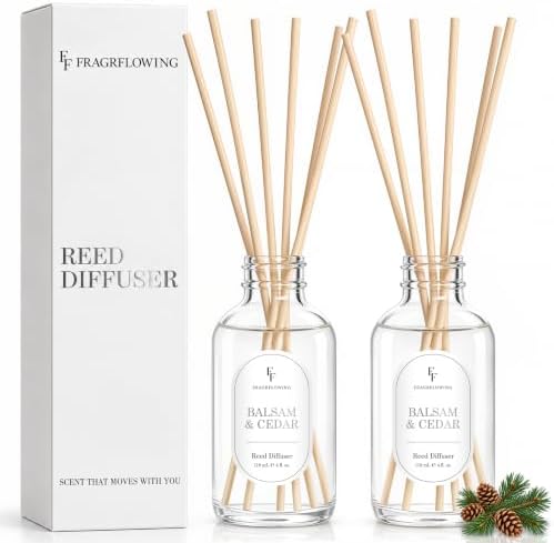 Balsam & Cedar Reed Diffuser for Home, 2 Pack 4 Fl Oz