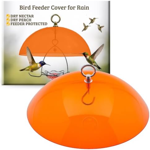 Birds Choice Bird Feeder Dome with Hanger | 10.5in Rain Guard Cover, Orange