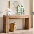 OKD 63" Console Table with Drawers, Thick Block Entryway Table, Light Oak