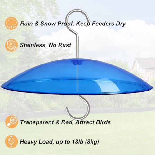 8" Mini Plastic Rain Cover for Bird Feeder, 2-Pack Blue Weather Guard Dome
