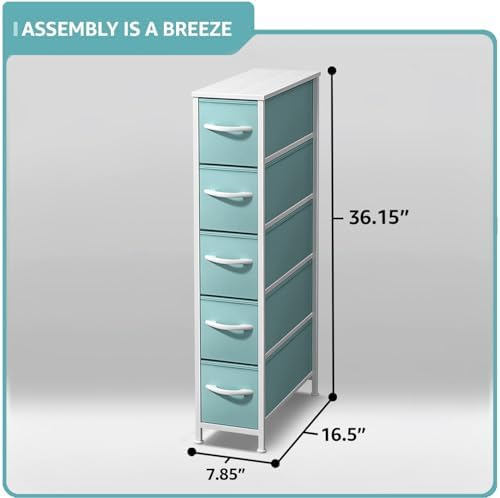 Sorbus 5-Drawer Narrow Dresser for Bedroom (Aqua)