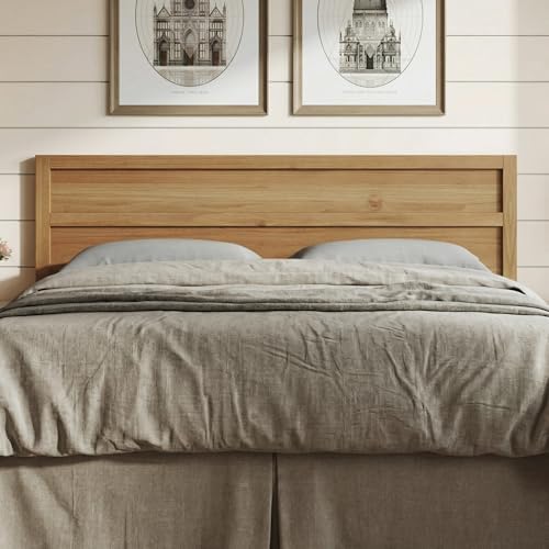 ComfIQ Serene Wood Panel Headboard with Clean-Line Design, King, Pine