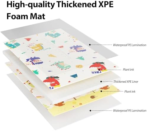 XVISHX Baby Play Mat, 74 x 50 Inch Play Mat Perfect for Use Baby Playpen, Foldable Baby Foam Playmat for Floor, Portable Waterproof Activity PlayMats for Babies, Infants and Toddlers