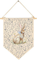 Cute Bunny Woodland-Baby Gift Shower-Wall Flag Decor Gift for Baby Girls Kids-Canvas Hanging Flag Banner Pennant Wall Decor Gift for Nursery Baby Room Playroom Bedroom