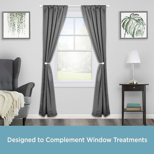 Kenney KN74809 Chelsea Ball End Steel Curtain Holdbacks for Curtains and Drapes, 2-Pack, White
