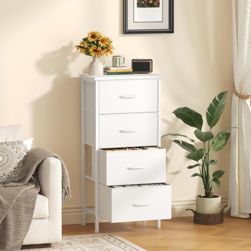 Sweetcrispy Dresser for Bedroom, 4 Drawer Storage Cabinet, Tall Nightstand