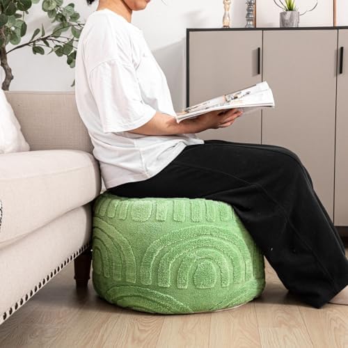 Asuprui Plush Pouf Ottoman Footrest,Foot Stools Ottoman,20"x14", Sage Green