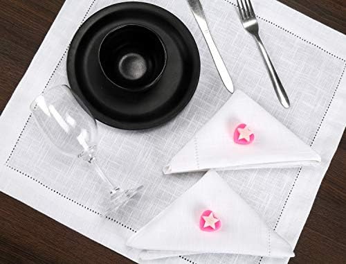 Lightnpro White Hemstitched Cotton Napkins, 18x18 Inch, Set of 6