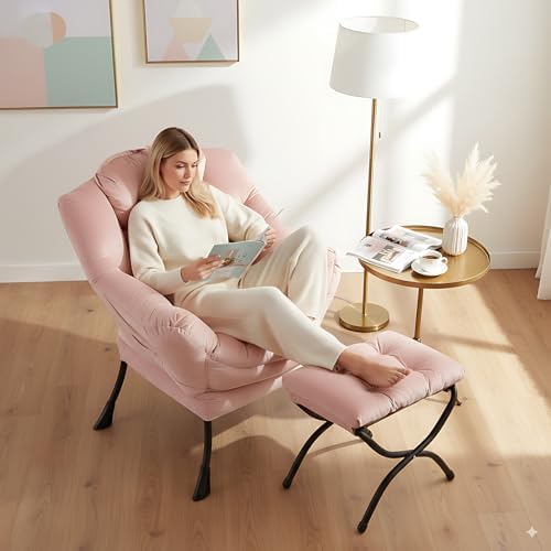 LITA Lazy Chair with Ottoman, Comfy Accent Reading Chair