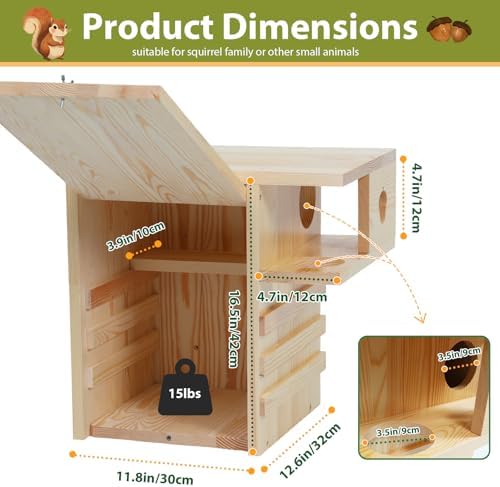 Extra Large Squirrel House for Outside, Squirrel Box with Predator Guard