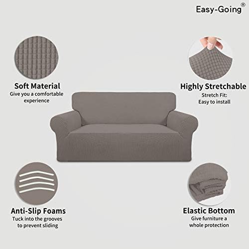 Easy-Going Stretch Oversized Loveseat Couch Covers Washable Taupe
