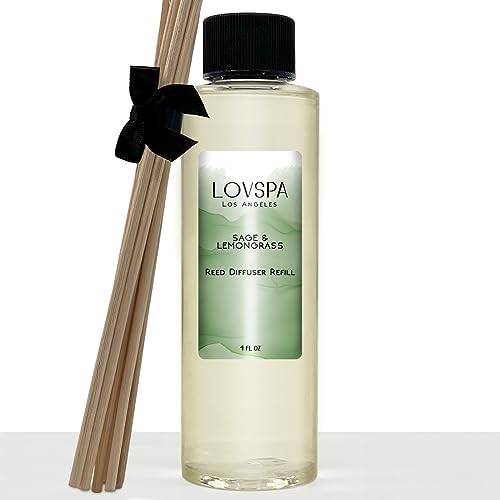 Sage & Lemongrass Diffuser Oil - Luxury Essential Oils for Diffuser Refill & Air Freshener Room Spray - Long-Lasting & Natural Home Fragrance, Scented Oil for Diffusers, USA Made, 4oz