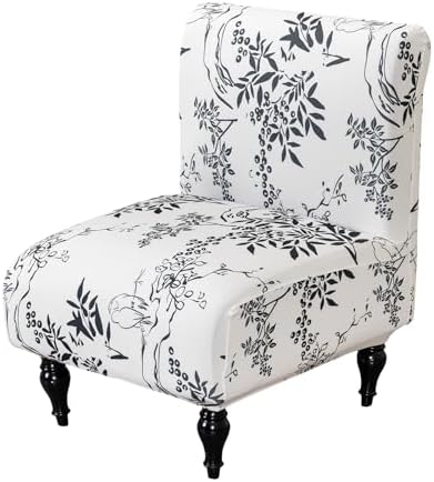 Eco-Ancheng Armless Chair Slipcover Removable Armless Accent Chairs Covers Washable Armless Slipper Chair Slipcover Printed Armless Chair Furniture Protector Covers for Living Dining Room Hotel