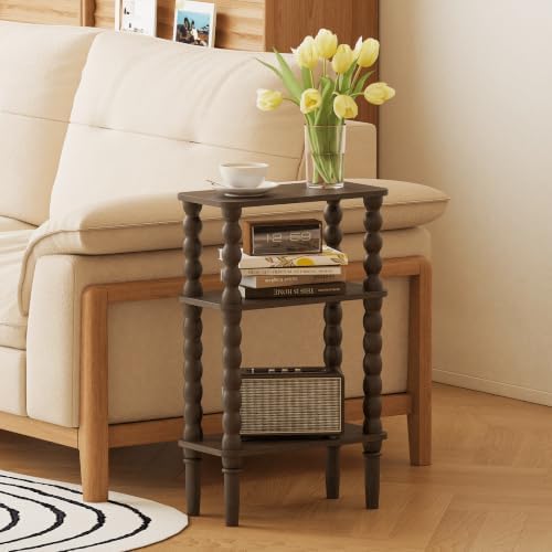 Veegle Narrow Side Table Small End Table for Small Spaces Walnut Brown