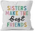 Girls Room Throw Pillow Cover 18x18, Sisters Make the Best Friends Decorative Pillow Covers for Kids Toddler Girl Nursery Room Bedroom Playroom, Playroom Accent Pillows Cover Pillowcases