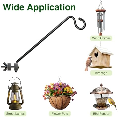 12Inch Deck Hook, Deck Bird Feeder Hanger for Railing 22 lbs Capacity