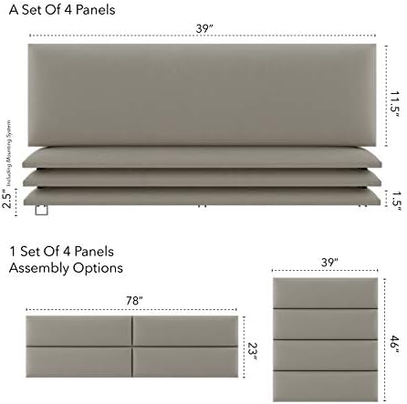 Vänt Wall Mounted Headboard Panels, King/Twin, Vintage Leather Dusty Taupe