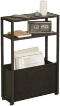Leomonio Narrow Side Table, Slim Night Stand with Magazine Rack