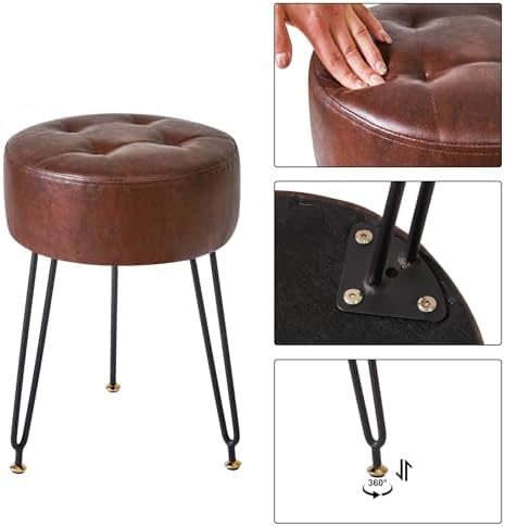 IBUYKE Makeup Vanity Stool, Faux Leather Footrest Chair, Dark Brown LG-31Z