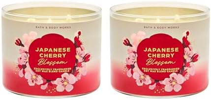 Bath & Body Works 3-Wick Candle, Japanese Cherry Blossom, 2 Pack