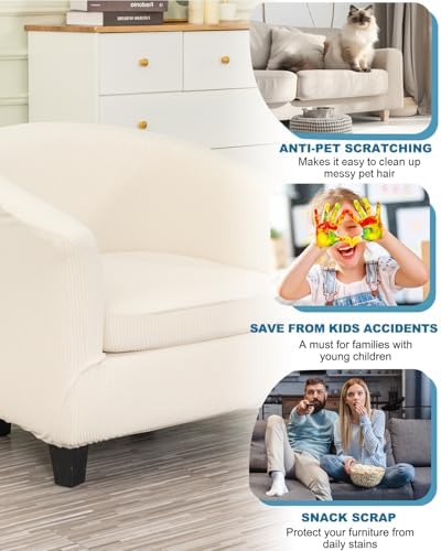 NILUOH 2 Piece Tub Chair Covers with Cushion Cover Soft Stretch Club Chair Slipcover Furniture Protector with Elastic Bottom Spandex Couch Covers for Bar Counter Living Room