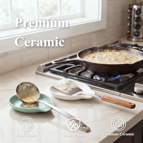 LarqeeWare Ceramic Spoon Rest for Stove Top, Modern Kitchen Counter Holder