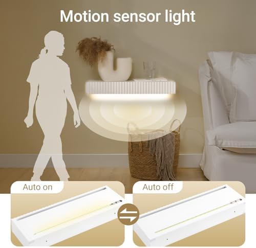 SoBuy Floating Wall Shelf Set of 2 with Drawer & LED Light